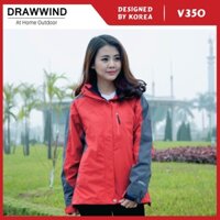 Áo gió 2 lớp nam nữ chống nước màu đỏ size châu á,khoác dù vải GORE TEX Drawwind V350