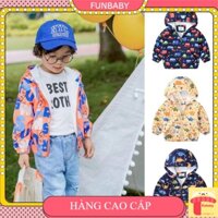 Áo gió bé trai 2-7 tuổi 2 lớp in hình, Áo khoác gió trẻ em xuất Hàn bên trong lót cotton