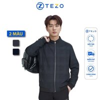 Áo gió nam khoác gió nam 2 mặt cổ 5 phân họa tiết caro Tezo  24AG5C024