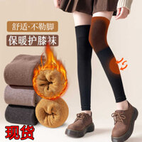 Áo giữ ấm chân dài cho phụ nữ, áo giữ ấm chân dày dạn có lót fleece mùa thu và đông, đệm đầu gối, tất dài chống lạnh và ấm áp