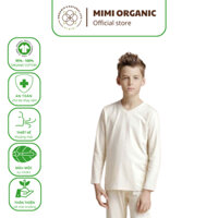 Áo giữ nhiệt bé trai cổ tim màu nâu sợi bông hữu cơ - Organic and Natural Life by Mimi
