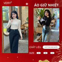 Áo giữ nhiệt cotton hàn quốc VERY+ , áo phông nữ BIGSIZE thời trang mặc tết cổ 3 phân