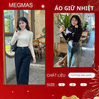 Áo giữ nhiệt cotton hàn quốc MEGMAS , áo phông nữ BIGSIZE thời trang mặc tết cổ 3 phân