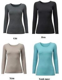 Áo Giữ Nhiệt Heattech Uniqlo Nữ Cổ Tròn, Ghi, M