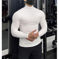 Áo Giữ Nhiệt Nam Cổ Trụ Trơn, Áo Dài Tay Nam Body Bóng Đá Co Dãn 4 Chiều Sành Điệu- AMBTION