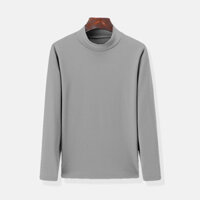 Áo Giữ Nhiệt Nam Mikasa Áo Thun Nam Tay Dài Có Cổ Cao Lót Nỉ Cotton Thu Đông Giữ Ấm Thể Thao Cao Cấp Màu Trắng Đen Ghi