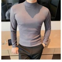 Áo giữ nhiệt nam nữ kẻ tăm tre co giãn bốn chiều bo tay cổ cao 5 phân giữ ấm mùa đông