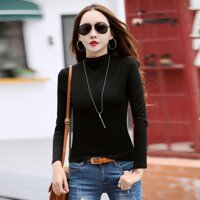 Áo giữ nhiệt nữ, áo thun dài tay thu đông cho nữ cổ cao kiểu hàn - S