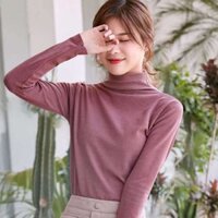 Áo Giữ Nhiệt Nữ Cổ Cao 3 Phân Túi Zip Đẹp  - HỒNG ĐẬM