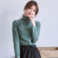 Áo Giữ Nhiệt Nữ Cổ Cao 3 Phân Túi Zip Đẹp  - RÊU