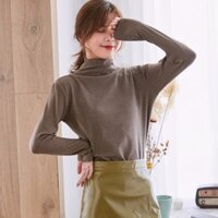 Áo Giữ Nhiệt Nữ Cổ Cao 3 Phân Túi Zip Đẹp  - NÂU