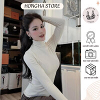 Áo Giữ Nhiệt Nữ Cổ Cao Chất Thun Hạt Gạo Tôn Dáng