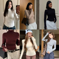 Áo Giữ Nhiệt Nữ, Cổ Cao giữ nhiệt nhiều màu Basic cho nữ, áo giữ nhiệt