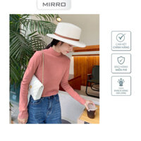 Áo giữ nhiệt nữ Heattech MIRRO lông cừu, áo giữ nhiệt tay dài cổ cao 3cm Ultra Warm size từ 47kg-70kg