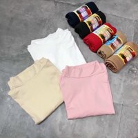 Áo giữ nhiệt nữ thu đông cổ lọ vải cotton co giãn nhiều màu lạ mắt - NÂU - free size