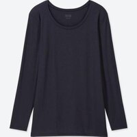 Áo giữ nhiệt Uniqlo nữ 2019 cổ tròn Nhật Bản màu navy - 408236