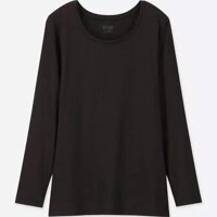 Áo giữ nhiệt Uniqlo nữ 2019 cổ tròn Nhật Bản màu đen - 408236