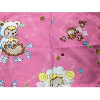 Áo gối nằm cho bé Hometex có bèo cotton in hoa - Khỉ hồng - 30x40cm