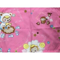 Áo gối nằm cho bé Hometex có bèo cotton in hoa - Khỉ hồng - 30x50cm