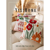 Áo Gối Thêu Hoa Nguyên Chất Đệm Cotton Đầu Giường Phòng Khách Sofa Gối