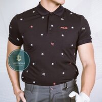 Áo golf ngắn tay nam Ping màu navy họa tiết sao