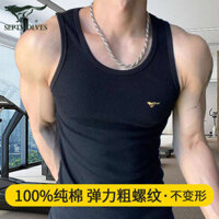 áo grab áo tank top nam Áo ba lỗ nam Septwolves 100% cotton mùa hè 100% cotton thể dục áo lót đế dày kiểu Mỹ bó sát
