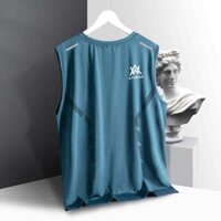 áo gymshark áo ba lỗ nam Áo ba lỗ lụa băng sang trọng cho nam áo lót thể dục thể thao mùa hè áo phông không tay tập luyện vai rộng không tay áo ghi lê nhanh khô