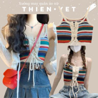 Áo hai 2 dây croptop LEN CẦU VÒNG mặt được 2 kiểu trước sau nữ TT dáng ngắn ( LOẠI 1) - Thiên Yết