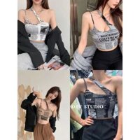 Áo Hai Dây Có Mút Ngực Ôm Dáng Hở Lưng Xinh Xắn Ngọt Ngào Cho Nữ