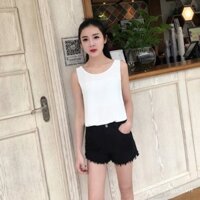 Áo hai dây cổ tròn V nữ áo ba lỗ voan không tay che thịt Áo sơ mi nhỏ mặc trong cổ ngắn rộng rãi mẫu mới cho nàng mập mùa hè