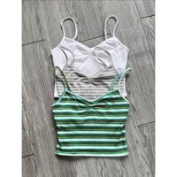 Áo hai dây croptop phối sọc - a2058