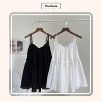 Áo Hai Dây Form Baby Doll Tina House Chất Tơ Gân Dây Áo Tự Điều Chỉnh Trẻ Trung Năng Động Cho Nữ Melon Top - A01