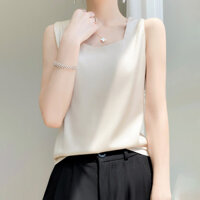 Áo hai dây lụa Satin dành cho nữ, Áo ba lỗ cổ chữ V thanh lịch, Áo Crop sang trọng mùa hè