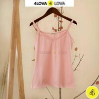 Áo hai dây nữ cổ tim trơn basic 4LOVA chất liệu cotton mềm mại, quyến rũ - HỒNG CAM,S