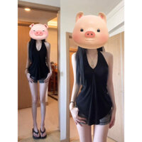 Áo hai dây nữ không tay hot girl màu đen cổ chữ V kiểu Mỹ 100% cotton áo ba lỗ mùa hè kiểu dáng sang trọng đẹp mắt PMCW