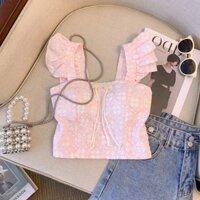 Áo Hai Dây Thắt Nơ Đính Hạt Thời Trang Mùa Hè Dễ Phối Đồ Cho Nữ