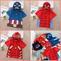 Áo hè  mũ siêu nhân bé trai tay ngắn cotton thoáng mát A1503 - JOJO BEBE Official Store