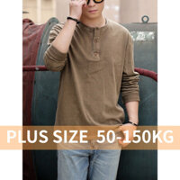 Áo henley nam kiểu mỹ ngoại cỡ Áo thun cổ điển dài tay ngoại cỡ