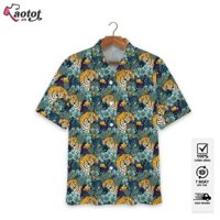 Áo Hoạ Tiết Hoa Rừng Nhiệt Đới Và Hổ Vằn Hawaii, Áo Sơ Mi Nam Du Lịch Biển, Vải Cao Cấp Thoáng Mát - AoTot