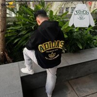 Áo Hoodie adidas màu đen/xám tiêu - chất nỉ bông Hàn, dáng rộng,Unisex HD026