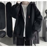 Áo hoodie / áo khoác nỉ / unisex / dây khóa kéo / trắng đen trơn