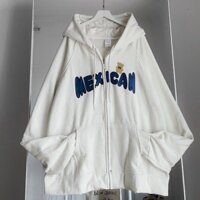 ÁO HOODIE - ÁO KHOÁC NỈ NGOẠI Dây full zip Ảnh Thật HOOIDE MỚI IN MEXICAN - Trắng - M