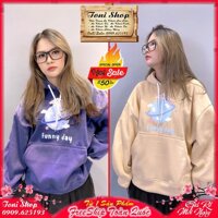 ÁO HOODIE - ÁO KHOÁC NỈ NGOẠI Funny Day HD2270 - Thỏ Trái Đất - TÍM MÔN 40-60kg