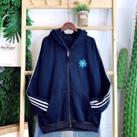 ÁO HOODIE - ÁO KHOÁC NỈ NGOẠI Thêu Sticker Hoa Cúc  3 Line Hoa Cúc - Ảnh Thật - Đen - &amp;lt65kg