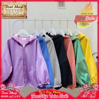 ÁO HOODIE - ÁO KHOÁC NỈ NGOẠI Form Dơi Lửng Kèm Video - HD1250 - Khoen Dây Kéo - XANH BIỂN 40-60kg