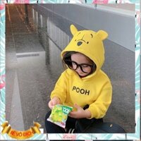 Áo hoodie bé gái 3-8 tuổi lót lông hình Gấu, Áo nỉ cho bé có mũ kiểu dáng thời trang