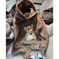 Áo Hoodie BEARE Tay Cánh Dơi Phồng Phom RộngChất Nỉ Bông Ngoại Nhập Không Xù LôngHàng May 2 Lớp Nón Siêu Kute - Nâu,Freesize 42-75kg