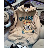 Áo Hoodie BEARE Tay Cánh Dơi Phồng Phom RộngChất Nỉ Bông Ngoại Nhập Không Xù LôngHàng May 2 Lớp Nón Siêu Kute - Be,Freesize 42-75kg