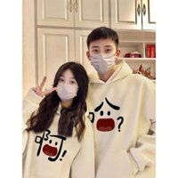Áo Hoodie cặp đôi in hình ngộ nghĩnh Mùa đông Phong cách mới Đường phố Mỹ Áo có mũ trùm đầu rộng đa năng