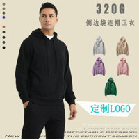 Áo Hoodie Chui Đầu Có Mũ Áo liền mũ Màu Trơn Trễ Vai 100% cotton rộng rãi cho Nam LOGO họa tiết in hoa thời trang Hoodie